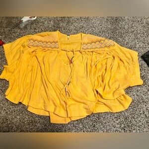 FP Movement by Free People Yellow Embroidered Blouse